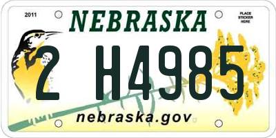 NE license plate 2H4985