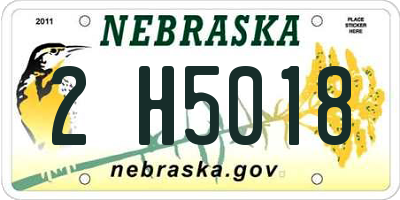 NE license plate 2H5018