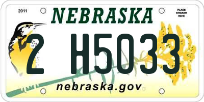 NE license plate 2H5033