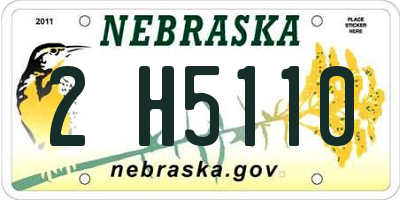 NE license plate 2H5110