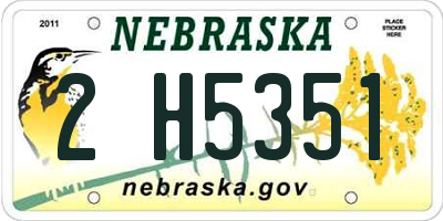 NE license plate 2H5351