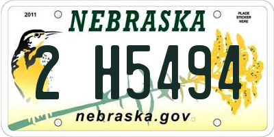NE license plate 2H5494