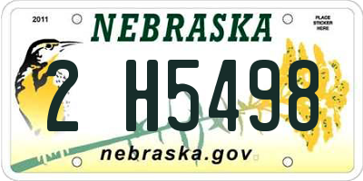 NE license plate 2H5498