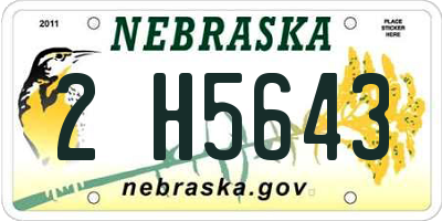 NE license plate 2H5643