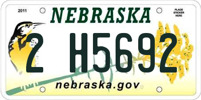 NE license plate 2H5692