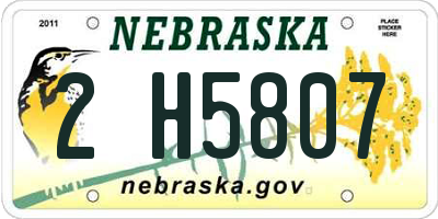 NE license plate 2H5807
