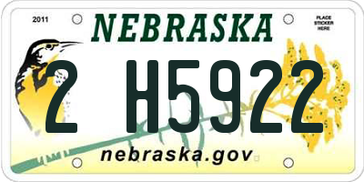 NE license plate 2H5922