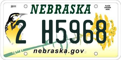 NE license plate 2H5968
