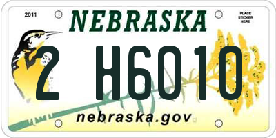 NE license plate 2H6010