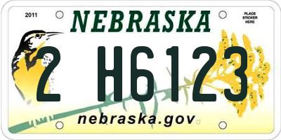 NE license plate 2H6123