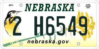 NE license plate 2H6549