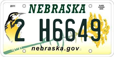 NE license plate 2H6649