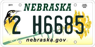 NE license plate 2H6685