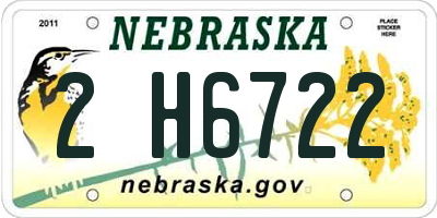 NE license plate 2H6722