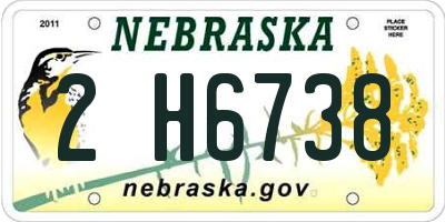NE license plate 2H6738