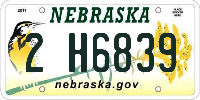 NE license plate 2H6839