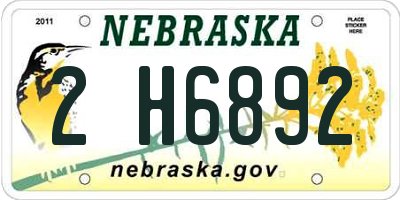 NE license plate 2H6892