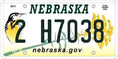 NE license plate 2H7038