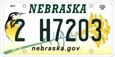 NE license plate 2H7203