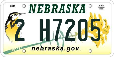 NE license plate 2H7205
