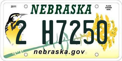 NE license plate 2H7250
