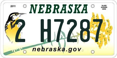 NE license plate 2H7287