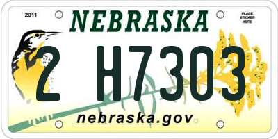 NE license plate 2H7303