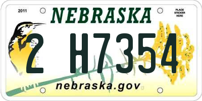 NE license plate 2H7354