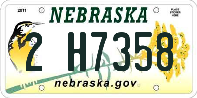 NE license plate 2H7358