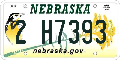 NE license plate 2H7393