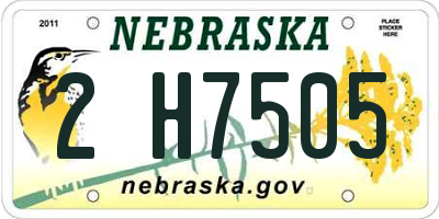NE license plate 2H7505
