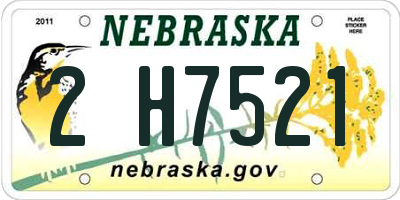 NE license plate 2H7521
