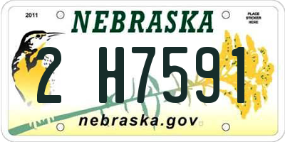 NE license plate 2H7591