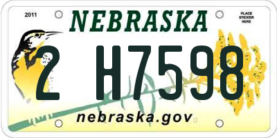 NE license plate 2H7598