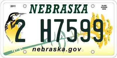 NE license plate 2H7599