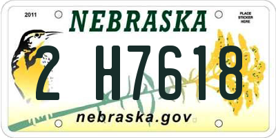 NE license plate 2H7618