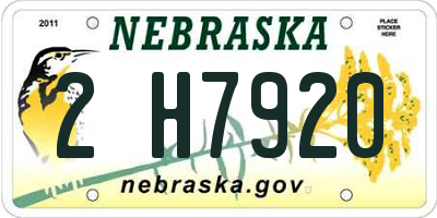 NE license plate 2H7920