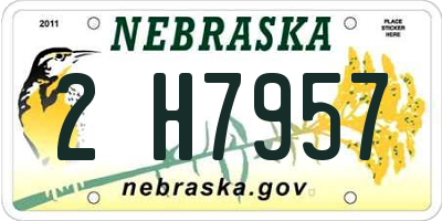 NE license plate 2H7957