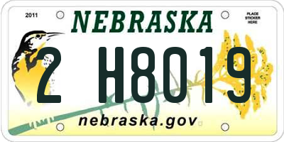 NE license plate 2H8019