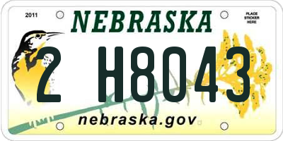 NE license plate 2H8043