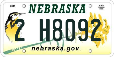 NE license plate 2H8092