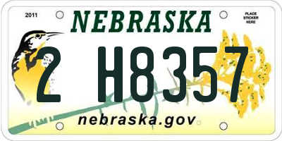 NE license plate 2H8357