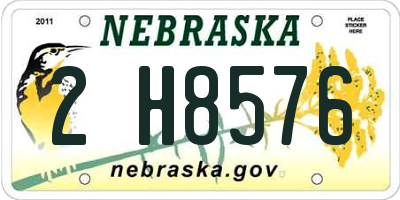 NE license plate 2H8576
