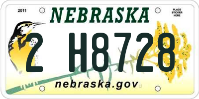 NE license plate 2H8728