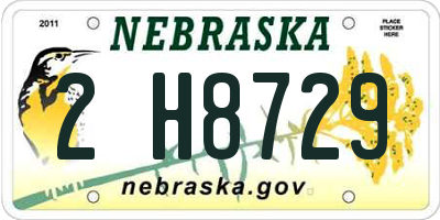 NE license plate 2H8729
