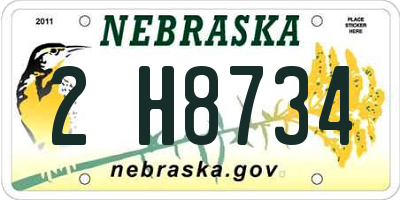 NE license plate 2H8734