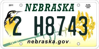 NE license plate 2H8743