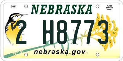 NE license plate 2H8773