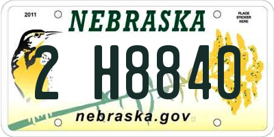 NE license plate 2H8840