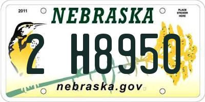 NE license plate 2H8950